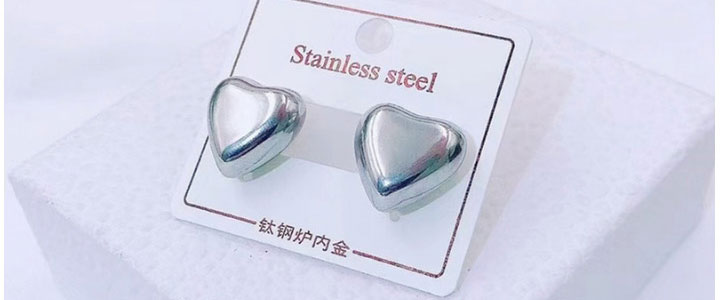 Fashion Steel Color Titanium Steel Heart Earrings,Earrings