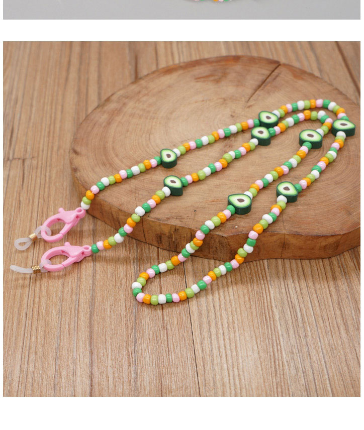 Fashion B Geometric Colorful Rice Beads Beaded Soft Pottery Smiley Bear Glasses Chain,Sunglasses Chain
