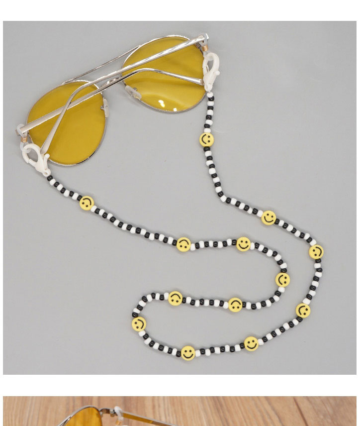 Fashion C Geometric Rice Beads Beaded Soft Ceramic Smiley Glasses Chain,Sunglasses Chain