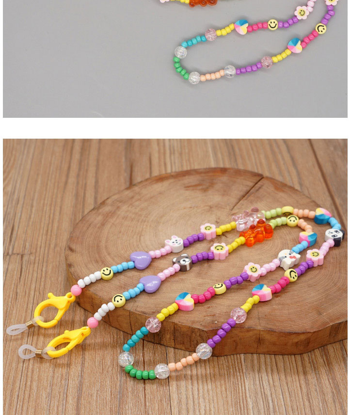 Fashion C Geometric Rice Beads Beaded Soft Ceramic Smiley Glasses Chain,Sunglasses Chain