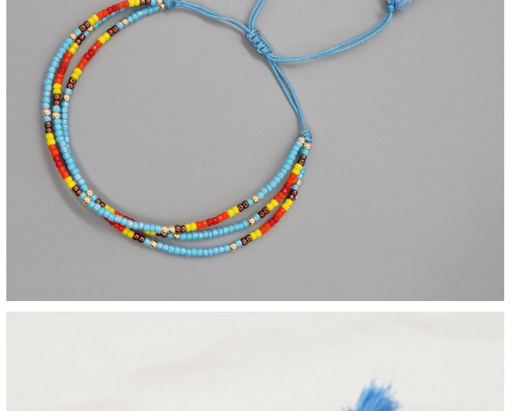 Fashion B Geometric Colorful Rice Beads Beaded Drawstring Rope,Beaded Bracelet