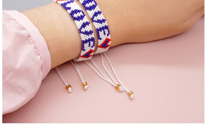 Fashion A Rice Bead Woven Letter Pull Bracelet,Beaded Bracelet