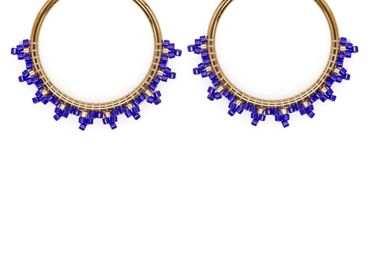 Fashion B Rice Beads Woven Round Earrings,Hoop Earrings