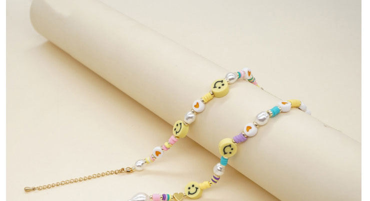 Fashion A Rice Beads Beaded Soft Pottery Smiley Letter Beads Necklace,Beaded Necklaces