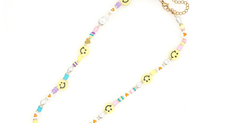 Fashion A Rice Beads Beaded Soft Pottery Smiley Letter Beads Necklace,Beaded Necklaces