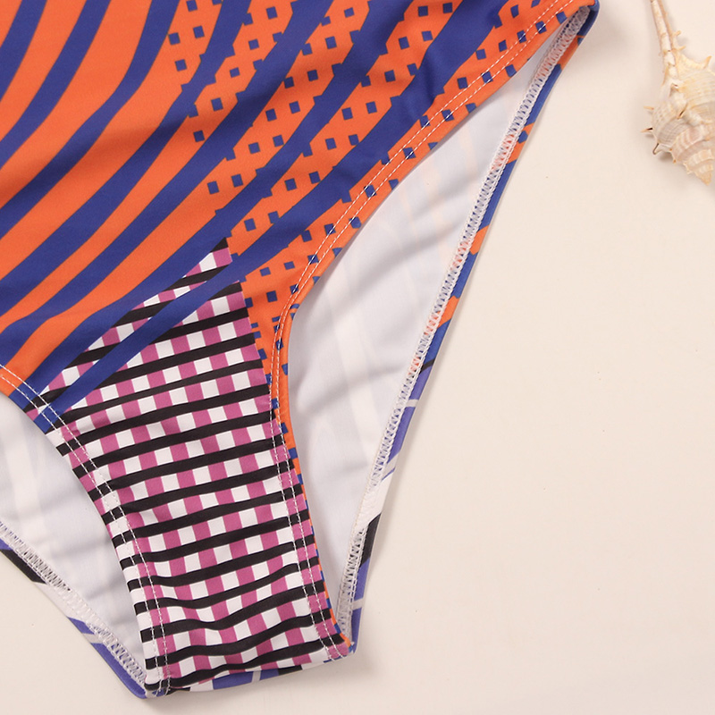 Fashion Color Printed Knotted Tube Top High Waist Split Swimsuit,Bikini Sets