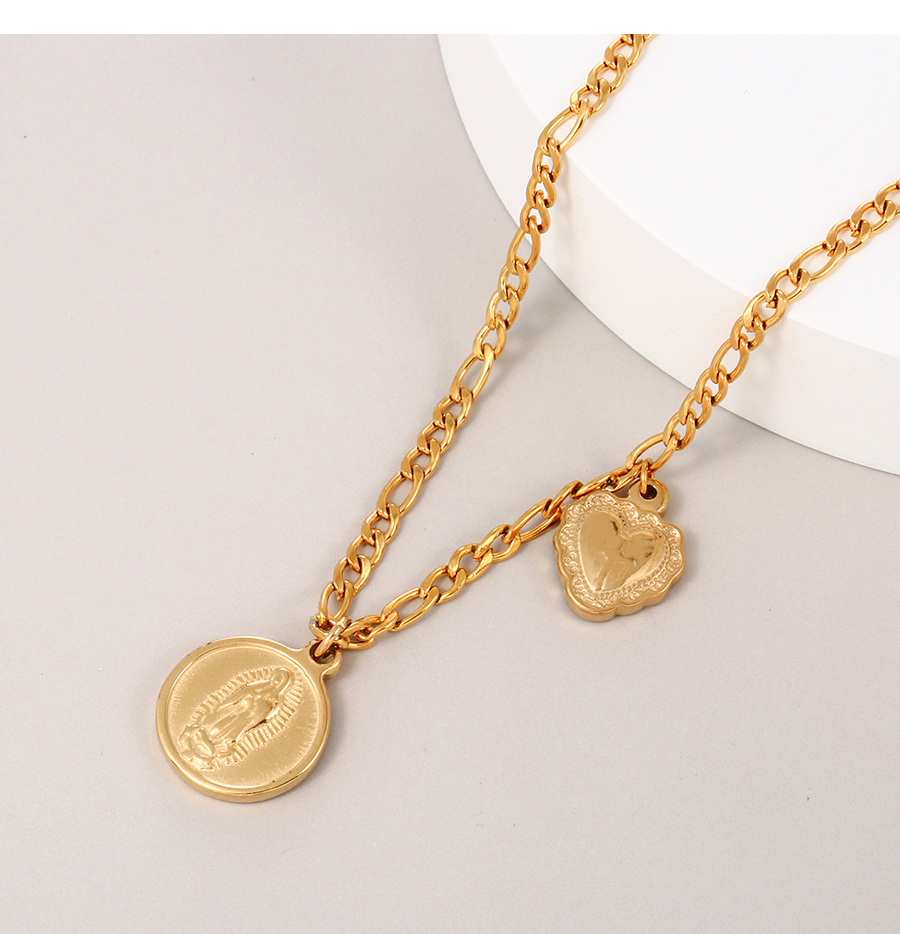 Fashion Gold Titanium Steel Portrait Love Thick Chain Necklace,Necklaces