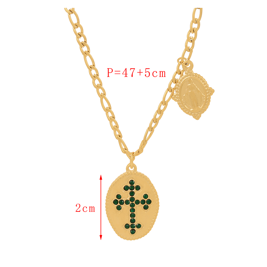 Fashion Gold Titanium Steel Zirconium Portrait Cross Thick Chain Necklace,Necklaces