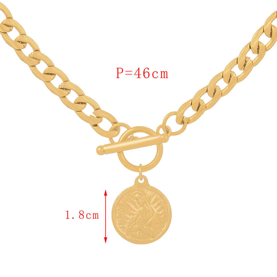 Fashion Gold Titanium Steel Portrait Ot Buckle Thick Chain Necklace,Necklaces