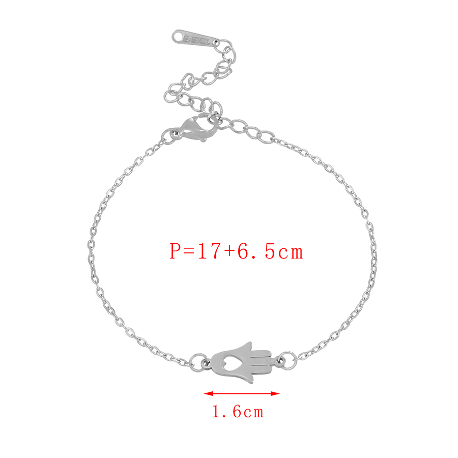 Fashion Silver-4 Titanium Steel Hollow Bear Palm Bracelet,Bracelets