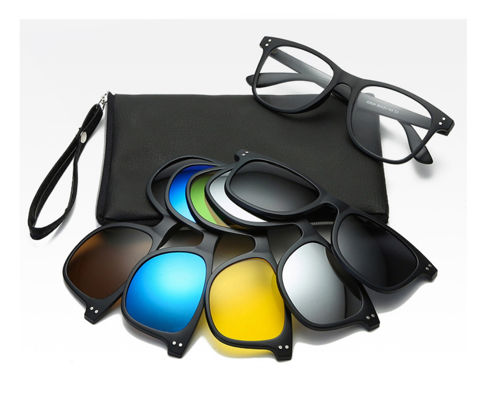 Fashion 2307pc Rack 5 Pieces Geometric Magnetic Sunglasses Lens Set,Glasses Accessories
