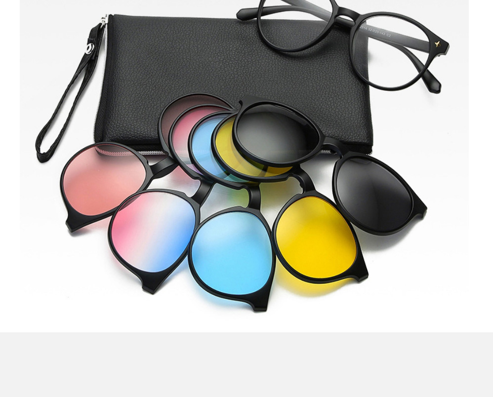 Fashion 2283pc Rack 5 Pieces Geometric Magnetic Sunglasses Lens Set,Glasses Accessories