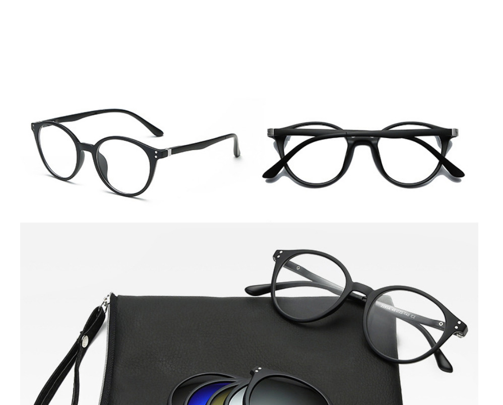 Fashion 2285pc Rack 5 Pieces Geometric Magnetic Sunglasses Lens Set,Glasses Accessories