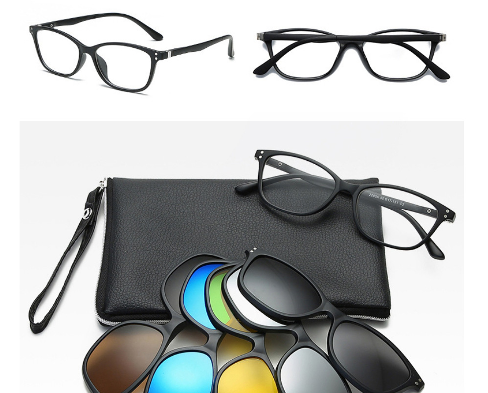 Fashion 2306pc Rack 5 Pieces Geometric Magnetic Sunglasses Lens Set,Glasses Accessories