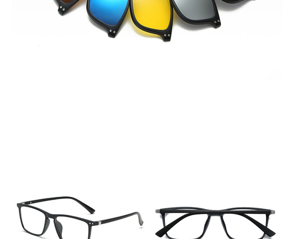 Fashion 2287pc Rack 5 Pieces Geometric Magnetic Sunglasses Lens Set,Glasses Accessories