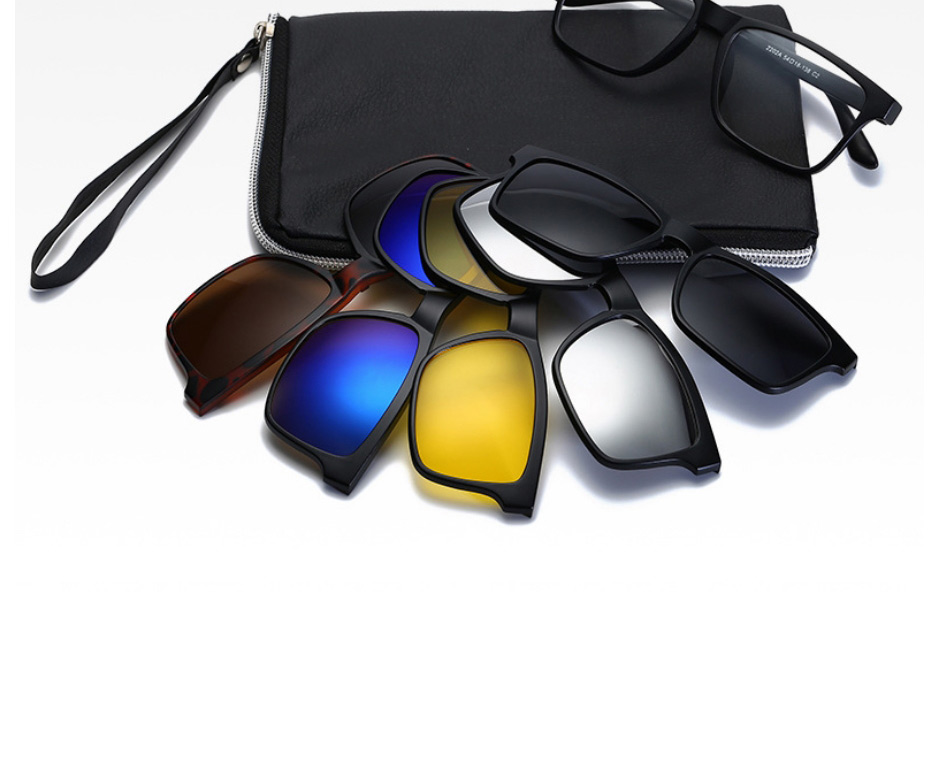 Fashion 2252pc Frame Geometric Magnetic Sunglasses Lens Set,Glasses Accessories