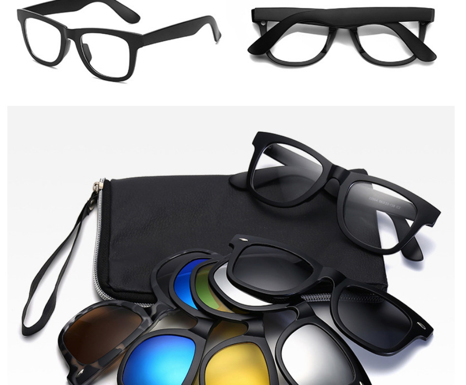 Fashion 2247pc Frame Geometric Magnetic Sunglasses Lens Set,Glasses Accessories