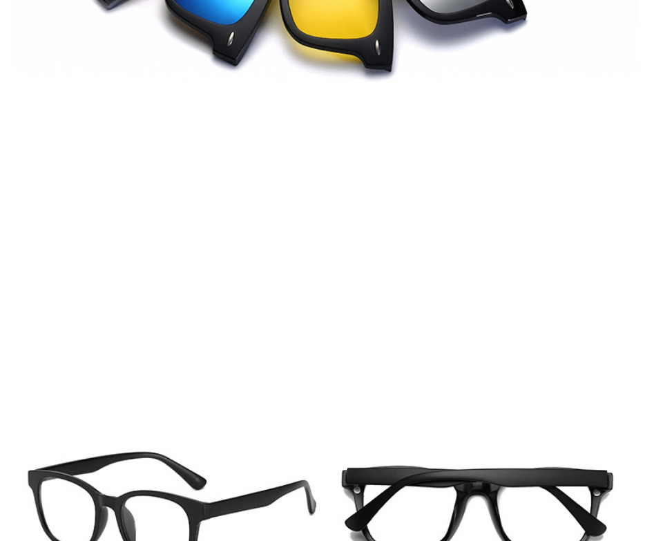 Fashion 2246pc Frame Geometric Magnetic Sunglasses Lens Set,Glasses Accessories