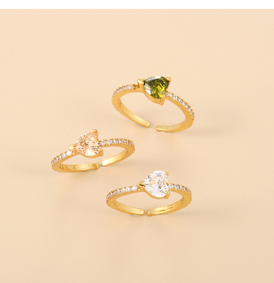 Fashion Light Yellow Titanium Steel Inlaid Zirconium Love Ring,Rings