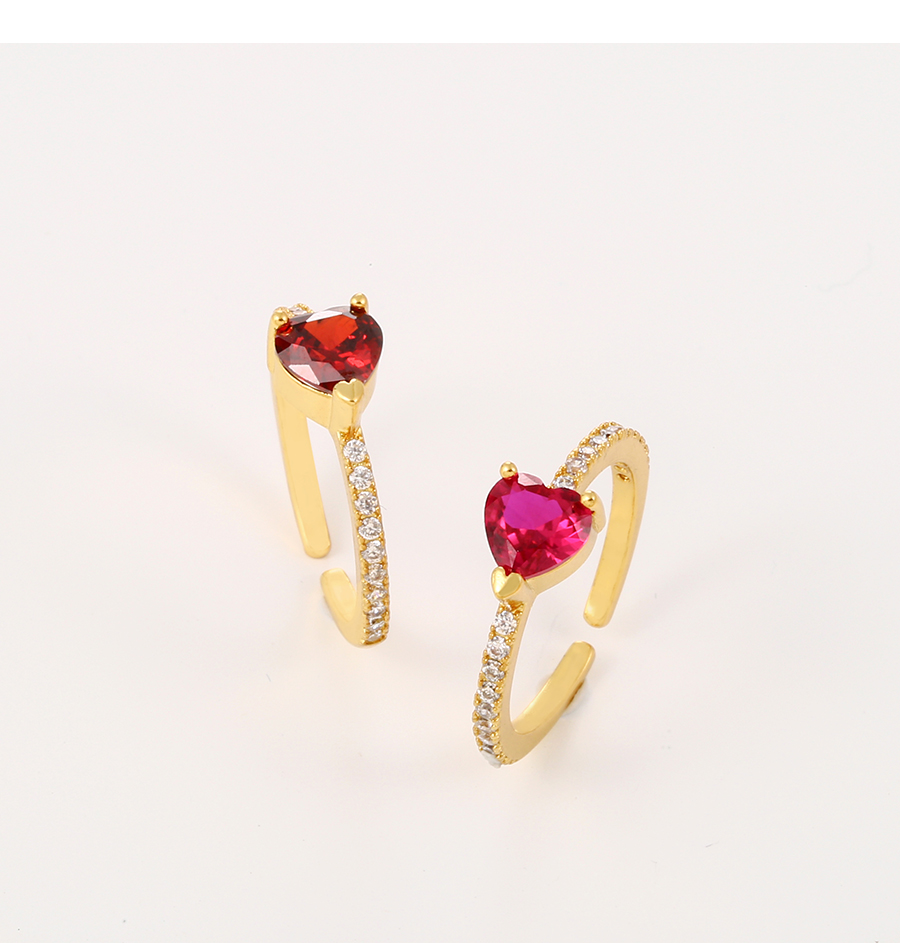 Fashion Red Wine Titanium Steel Inlaid Zirconium Love Ring,Rings