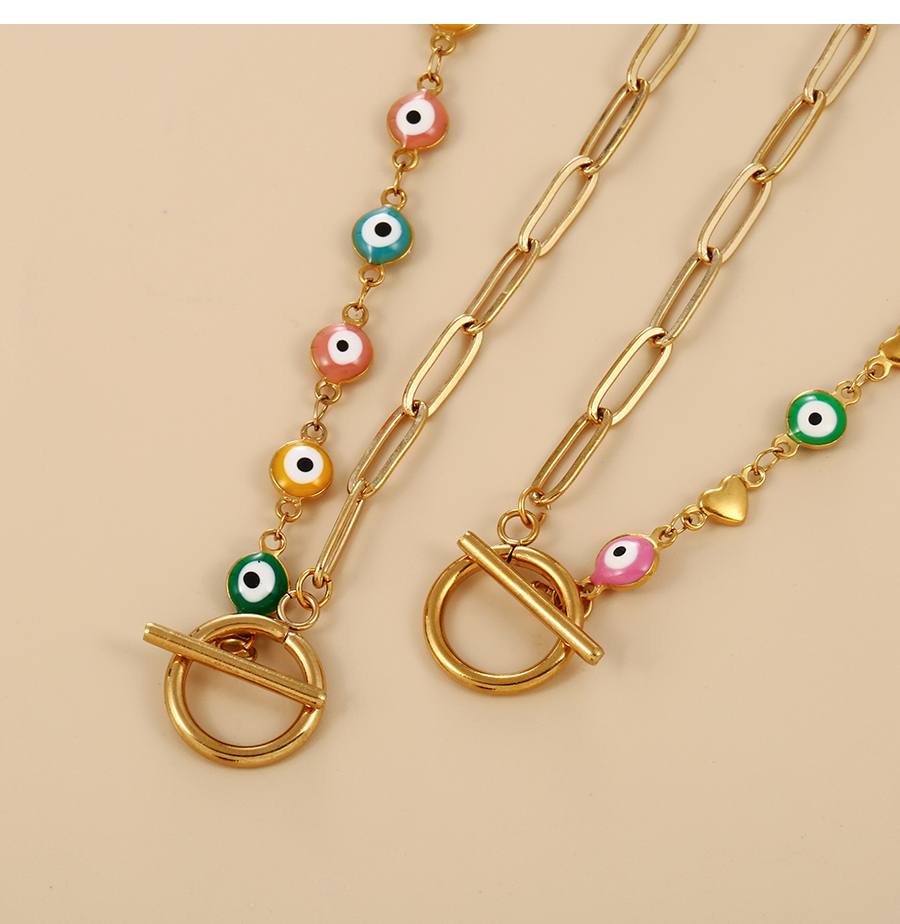 Fashion Color-2 Titanium Steel Dripping Eyes Ot Buckle Irregular Necklace,Necklaces
