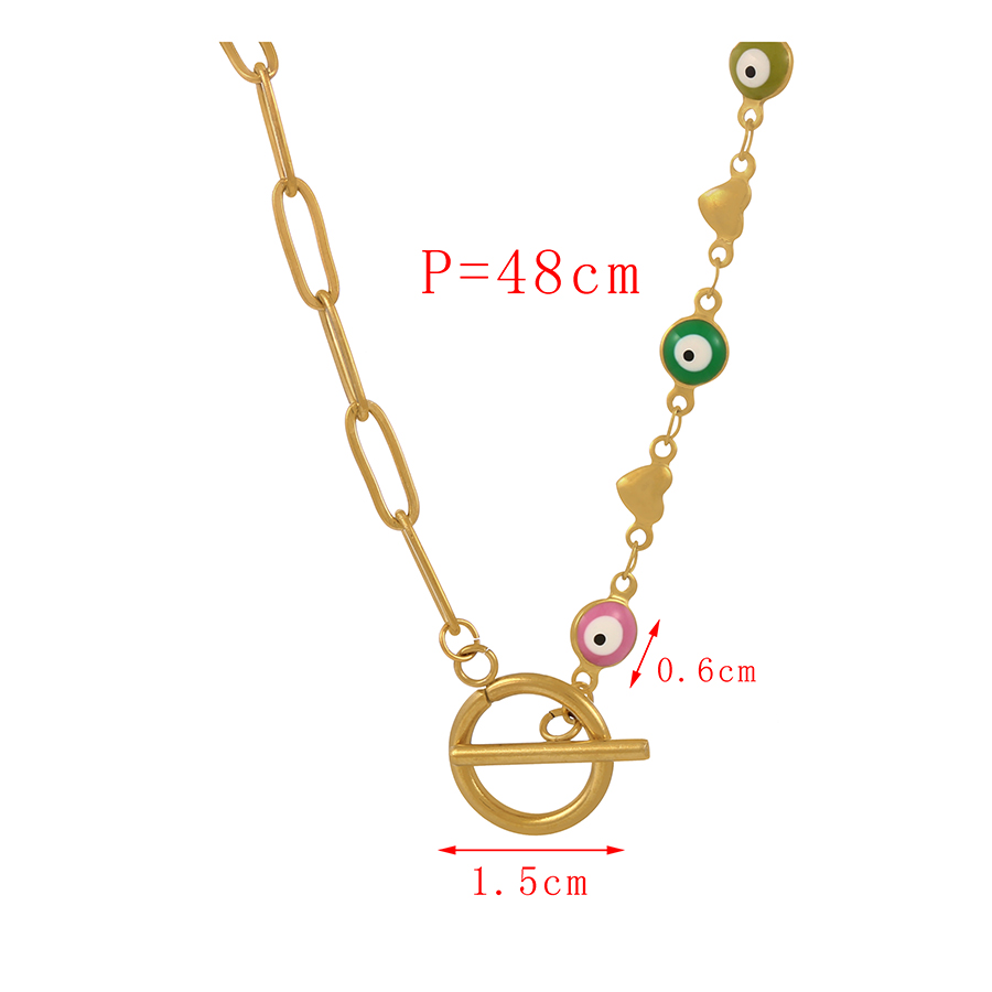 Fashion Color-2 Titanium Steel Dripping Eyes Ot Buckle Irregular Necklace,Necklaces