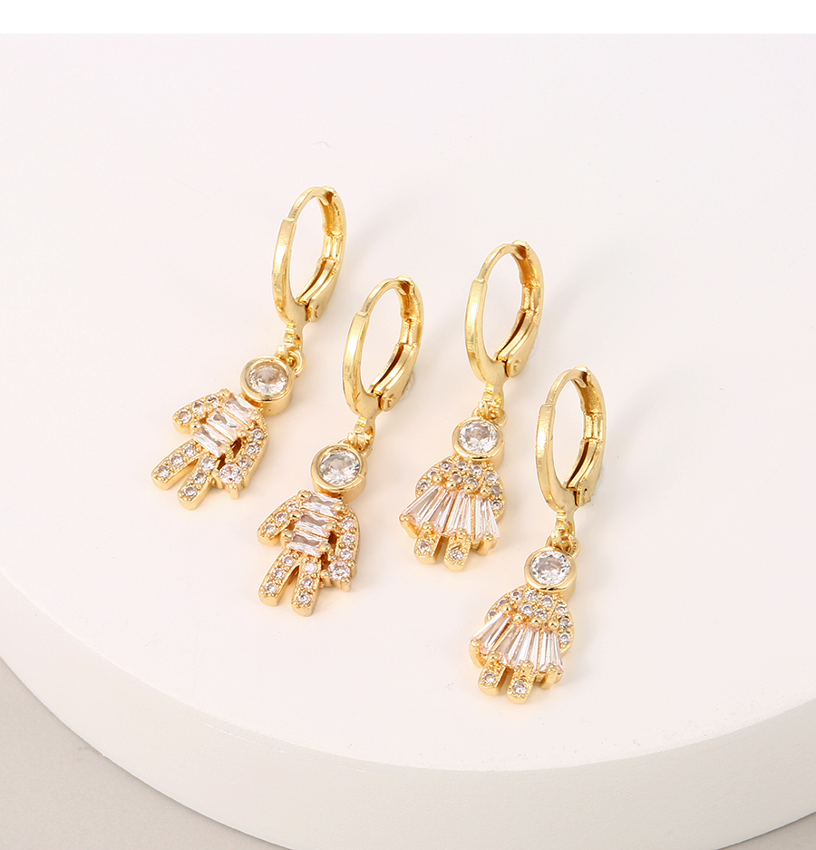 Fashion Golden-2 Copper Inlaid Zircon Girl Earrings,Earrings