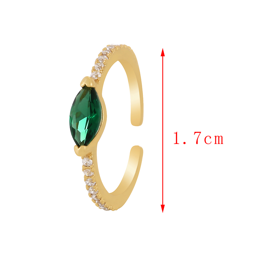 Fashion Green Copper Inlaid Willow-shaped Zirconium Ring,Rings