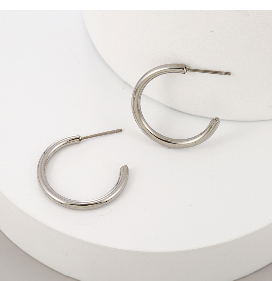 Fashion Silver Alloy C-shaped Earrings,Hoop Earrings