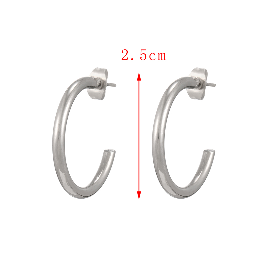 Fashion Silver Alloy C-shaped Earrings,Hoop Earrings