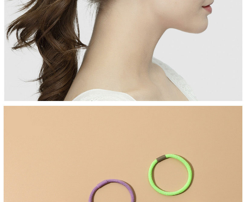 Fashion Fluorescent Orange Threaded Leather Buckle Hair Rope,Hair Ring