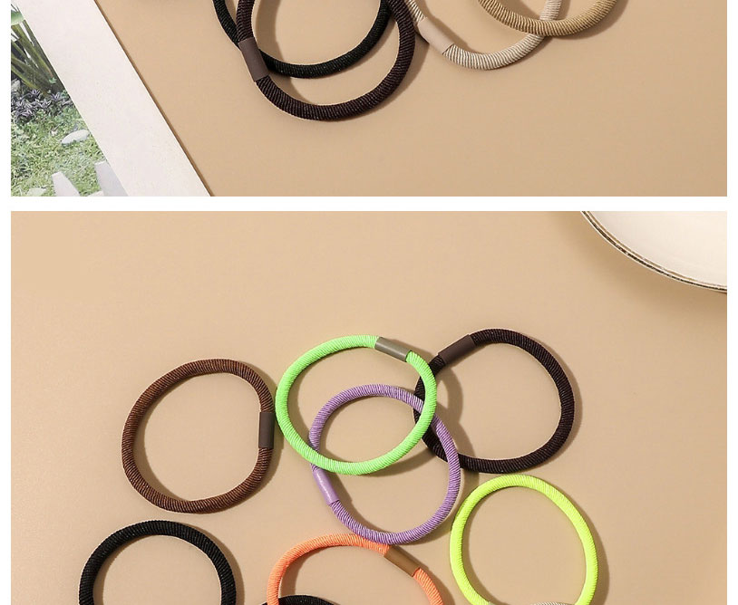 Fashion Brown Threaded Leather Buckle Hair Rope,Hair Ring