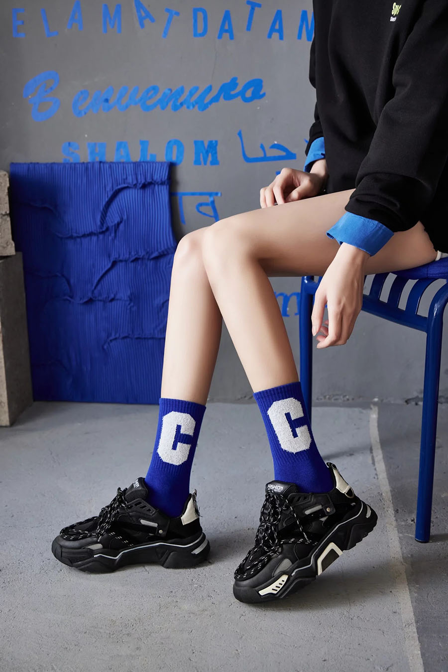 Fashion Picture 3 Pairs Letter Smiley Embroidered Tube Socks Set,Fashion Socks