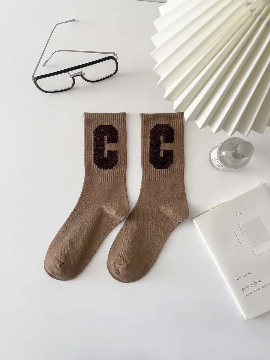 Fashion Picture 5 Pairs Letter Embroidered Knit Socks Set,Fashion Socks
