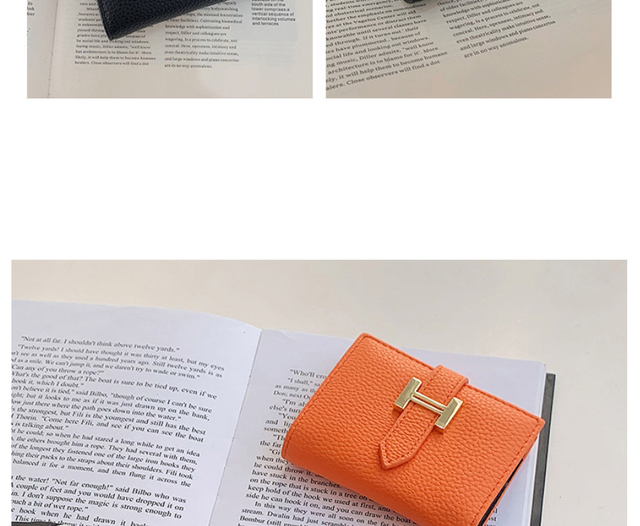 Fashion Orange Pu Lychee Pattern Card Holder,Wallet
