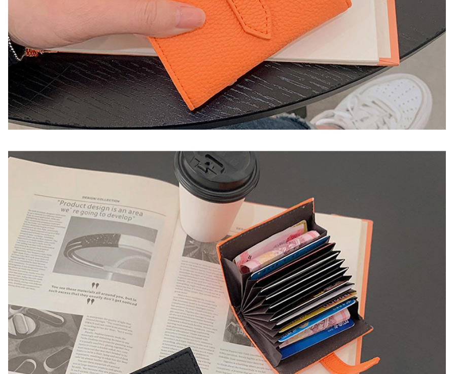 Fashion Orange Pu Lychee Pattern Card Holder,Wallet