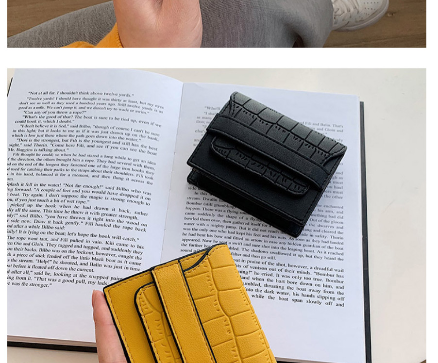 Fashion Yellow Bark Pattern Multi-card Card Holder,Wallet