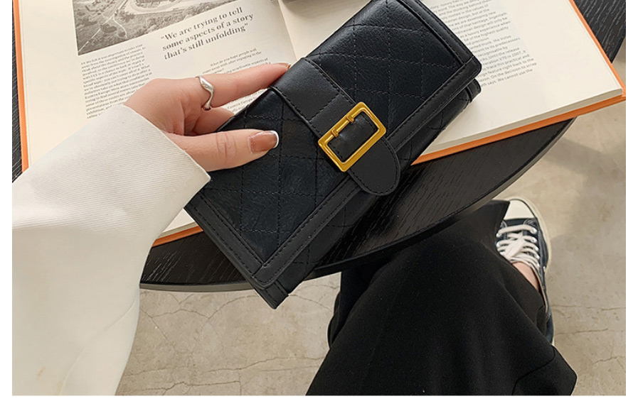 Fashion Black Short Pu Diamond Lock Tri-fold Wallet,Wallet