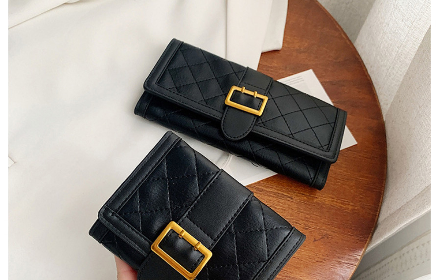 Fashion Red Short Pu Diamond Lock Tri-fold Wallet,Wallet