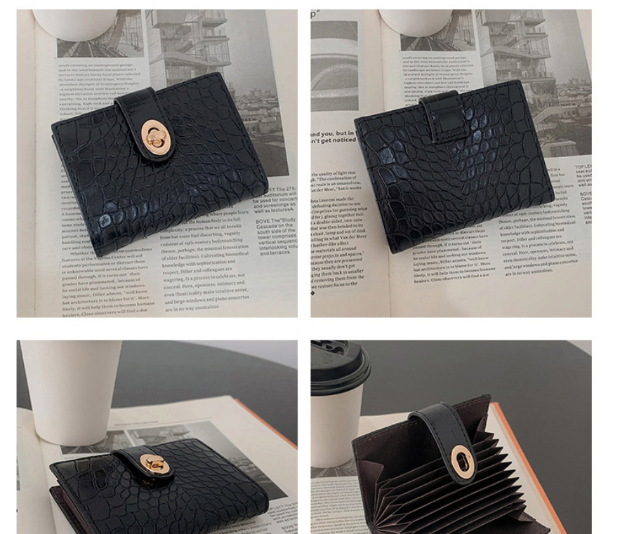 Fashion Black Headline Embossed Lacquered Card Holder,Wallet