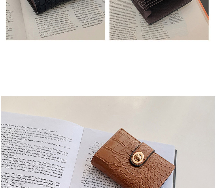 Fashion Brown Headline Embossed Lacquered Card Holder,Wallet