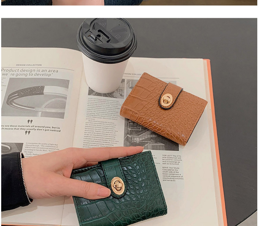 Fashion Dark Green Headline Embossed Lacquered Card Holder,Wallet