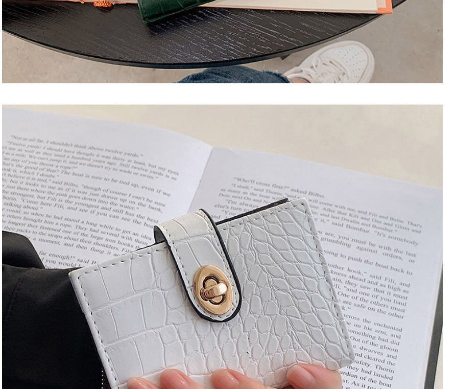 Fashion White Headline Embossed Lacquered Card Holder,Wallet