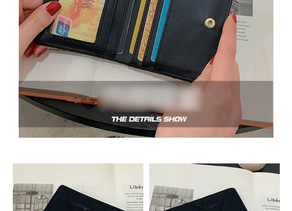 Fashion Black Pu Embroidered Thread Two-fold Wallet,Wallet