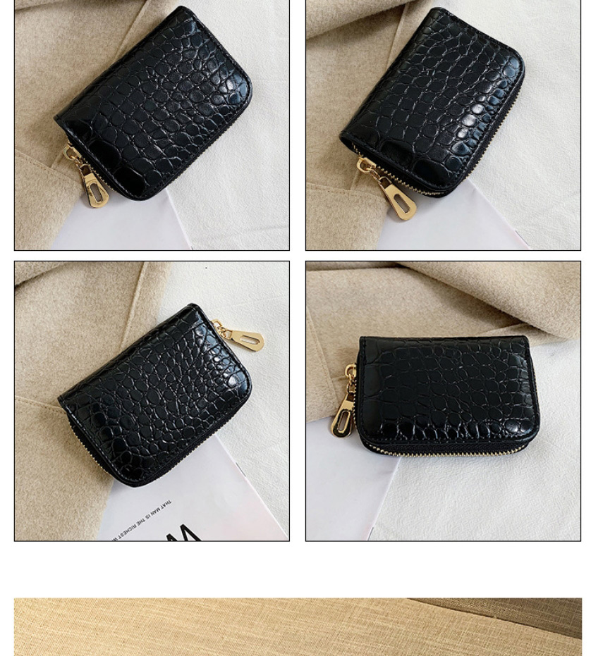 Fashion Khaki Pu Crocodile Pattern Multi-card Card Holder,Wallet
