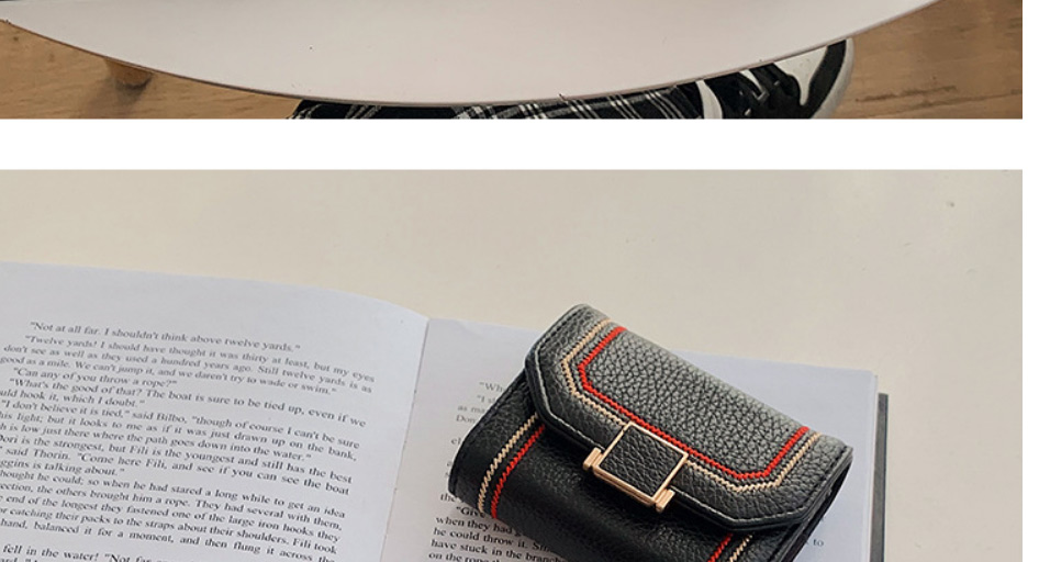 Fashion Black Pu Leather Car Stitching Card Holder,Wallet