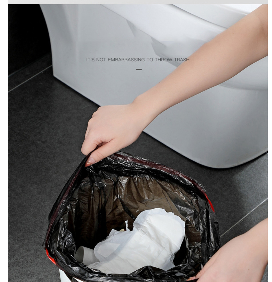 Fashion Economical Silver Color Gray 5 Rolls-75 Pcs Kitchen Household Drawstring Garbage Bag,Kitchen