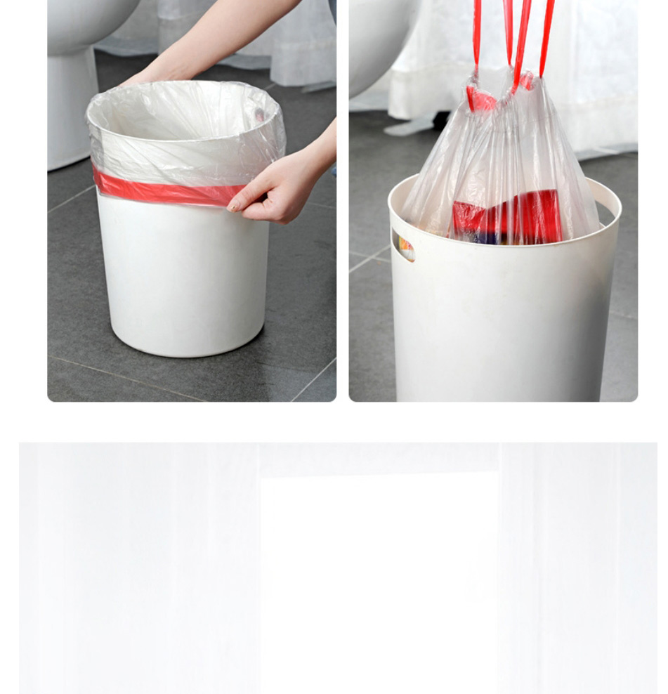 Fashion Thickened Silver Color 5 Rolls-75 Pcs Kitchen Household Drawstring Garbage Bag,Kitchen