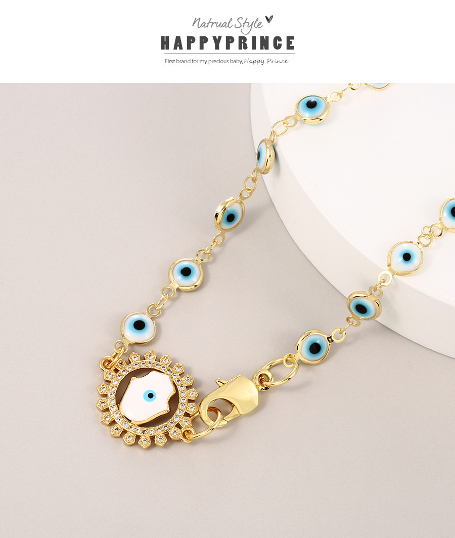 Fashion Gold Copper Inlaid Zirconium Drip Oil Portrait Eye Necklace,Necklaces
