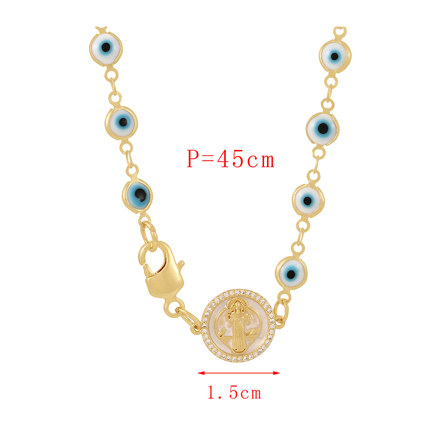 Fashion Golden-2 Copper Inlaid Zirconium Drip Oil Palm Eye Necklace,Necklaces